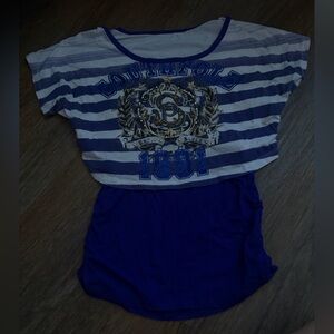 Striped Purple and White Cropped Top